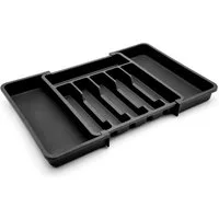 BigDean Besteckeinsatz Schubladen Organizer aus Kunststoff in Schwarz (Set, 1 St., Besteckeinsatz), Platzsparend, Optimale Organisation, Flexibel Anpassbar