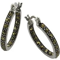 Zeeme Paar Creolen Silber 925 oxidiert mit 34x Markasit