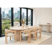 alesvelt Esstisch Trivento oval massive Tischplatte im Travertin Design Säulenstil (1-Tisch), Tischbeine im Säulenstil, 200x100x75cm