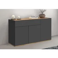OTTO home Sideboard Garda, Kommode, Schrank, 3 Türen, 1 Schublade, Made in Italy, 3 Türen, 1 Schublade, grifflos Breite 120,1 cm, anthrazit/eiche matt