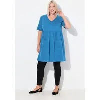 Ulla Popken Longshirt Longshirt Empirenaht A-Linie V-Ausschnitt Halbarm