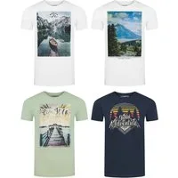 riverso T-Shirt Herren Printshirt RIVLukas 4er Pack Regular Fit (Vorteilspack, 4-tlg) Kurzarm Tee Shirt mit Rundhalsausschnitt aus 100% Baumwolle