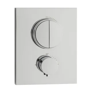 Herzbach PUSH Thermostat-Batterie LIVING 2 Verbraucher eckig rund Chrom, 11.803050.2.01 11.803050.2.01