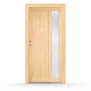 Nebeneingangstür Holz, Modell Solingen, Fichte unbehandelt, 880 x 1980 mm, DIN links nach innen öffnend, individuell konfigurieren