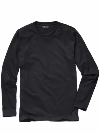 Mey & Edlich Herren Benchmark Rundhals Langarm Schwarz 100 % Baumwolle