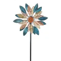 Kobolo Gartenstecker Windrad Dekostecker ORNAMENT aus Metall XXL (in natürlichen Farben)