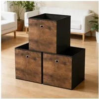 BlingBin Aufbewahrungsbox Langlebige Aufbewahrung Würfel Bin Organizer für Kleidung (3 Stück, 3 St., 30*30*30 cm), aus Stoff, Holzoptik, Griffloch, Faltbare Regalboxen