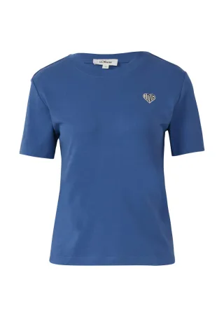 s.Oliver Red Label - T-Shirt aus Interlockjersey mit kleinem Patch blau - Gr. - 40