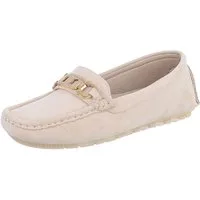 Ital-Design Eleganter Mokassin für Damen mit Verschluss-Details Slipper (91260989) Flach Mokassins in Beige