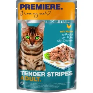 PREMIERE Tender Stripes Nassfutter Katze Adult Huhn 112x85 g