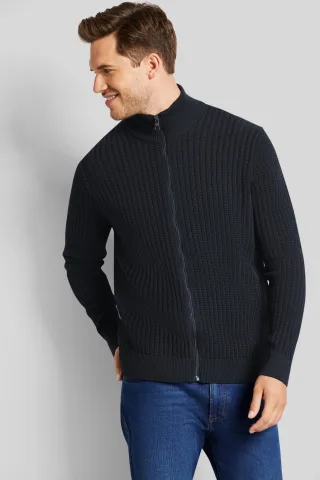 Bugatti Herren Strickjacke mit einem Materialmix