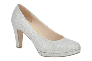 Gabor 01.270 Silber Damenschuhe Pumps Metallic Echtleder Blockabsatz