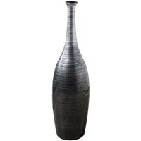 VIVANNO Bodenvase Fiberglas DELGADA Rund - Spiralschwarz Hochglanz Mit Muster (1 St), 18x65 cm