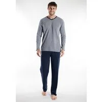 TOM TAILOR Pyjama Nevada (2 tlg) Streifendesign, Langarm, V-Ausschnitt, lange Hose, atmungsaktiv
