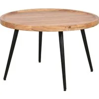 byLIVING Couchtisch Romy, mit massiver Akazien - Platte und schwarzem Metallgestell, rund 75cm