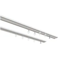 indeko Vorhangschiene Wendeschiene, 2-läufig, Aluminium, Innenlaufschiene 1- bis 4-läufig, Wunschmaßlänge
