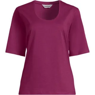 Supima Rundhalsshirt für Damen in Plus-Größe, Damen, size: plus, Pink, Baumwolle, by Lands' End