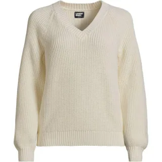 Baumwollpullover DRIFTER mit Ballonärmeln für Damen, Damen, size: regular, Elfenbein, Baumwolle, by Lands' End