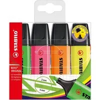 STABILO Marker BOSS® Original, (4-tlg), Textmarker, schnelltrockend