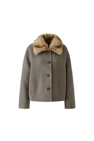 Oui - Jacke taupe mel - Gr. - 36