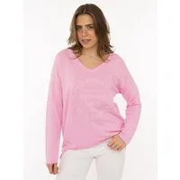 Zwillingsherz Sweatshirt „Positive Mind Neon Kante” mit Kontrastnaht, V-Neck, washed out Optik, langarm
