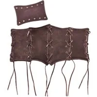 Ulfberth Burgfräulein-Kostüm Geschnürte Unterbrust-Corsage aus Leder, braun