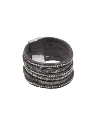 Steuer Modeschmuck Armband Metall Lederband dunkelgrau