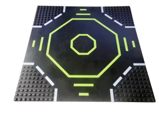 1x Lego Straßenplatte Kreuzung UFO-Landeplatz [25x25 cm/32x32 Noppen] schwarz