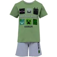 Minecraft Pyjama MINECRAFT Pyjama Shorts Schlafanzug grün Gr. 116 128 140 152