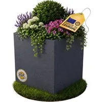 ONDIS24 Pflanzkübel Blumenkübel Blumentopf Pflanztopf Vulkan 40, Gestein/Basalt/Graphit Optik mit Wasserspeicher