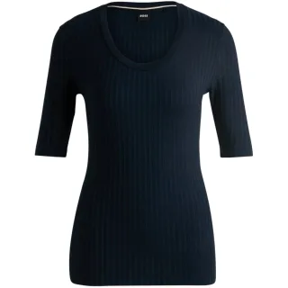 Boss - "Effilie" T-Shirt für Damen, gerippt (Dunkelblau)