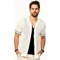 SOULSTAR Poloshirt im Vintage Summer-Look als Cardigan für Herren Kurzarm Strick Polo-Hemd T-Shirt Kurze Strickjacke