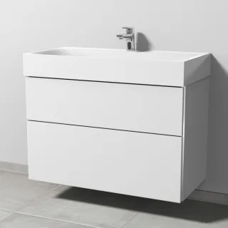 Sanipa 3way Waschtischunterbau zu Kaldewei Silenio Waschtisch mit 2 Auszügen, Weiß-Soft BR45643