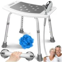 KESSER Badhocker Duschhocker höhenverstellbar & bis 136kg belastbar, Duschhilfe für Senioren, rutschfester Duschstuhl mit Zubehör