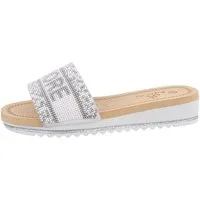 Ital-Design Damen Mules Freizeit Pantolette (86016944) Keilabsatz/Wedge Keilsandaletten in Weiß