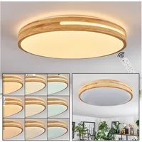 hofstein Deckenleuchte dimmbare Deckenlampe aus Metall/Bambus/Kunststoff in Weiß/Natur, LED wechselbar, 3000 - 6000 Kelvin, LED Leuchte(50cm), 4100 Lumen, 3000 -6000 Kelvin, inkl. Fernbedienung