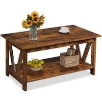 WLIVE Couchtisch Beistelltisch mit Stauraum, Holz Rechteckiger Couchtisch, (V-Streben, 1 Tisch), Breite 100 cm Sofatisch für Wohnzimmer, Schlafzimmer