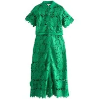 Next Midikleid Festliches Hemdblusenkleid mit Spitze in Midilänge (2-tlg)