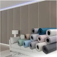 Hexim Isoliertapete, (selbstklebende Isoliertapete 1,82 m² Wandisolierung 280x65cm schalldämmend 4mm dekorativ 2in1 Tapete Dämmung Isoliereffekt (1 Rolle Sandgrau, braun Leinenstuktur)