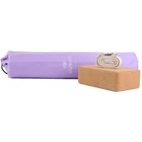 Styletics Yogamatte Yoga-Matte Klotz Gürtel Set Training Sport Fitness (Yogamatte, Kork Block, Gürtel aus Baumwolle, Beutel), Pilates Entspannung