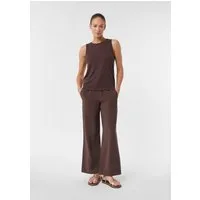 comma Chinos Hose Strukturierte Wide-Leg-Hose aus Viskosemix mit Elastikbund