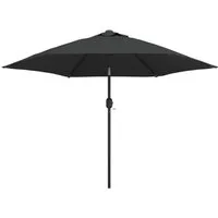 furnicato Sonnenschirm mit LED-Leuchten und Stahlmast 300 cm Anthrazit, LxB: 300x300 cm