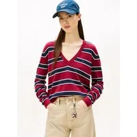 Tommy Jeans V-Ausschnitt-Pullover TJW ESSENTIAL VNECK SWEATER EXT mit Logostickerei