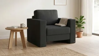 BRUNO Schlafsessel 70cm in Schwarz | praktische Größe | stabiles Massivholz & Boxspringkomfort