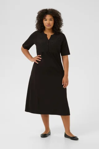 Jersey-Kleid in regulärer Passform black
