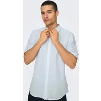 ONLY & SONS Kurzarmhemd ONSCAIDEN SS SOLID LINEN SHIRT NOOS Baumwollmischung mit Leinen, slim fit