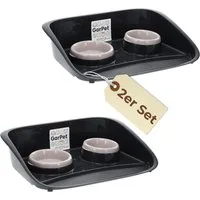 GarPet Futterstation 2er Set Futterstation 2 Näpfe Futterbar Napfset Hunde Futter Matte