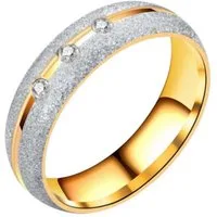 Taffstyle Fingerring Verlobungsring Freundschaftsring Ehering Partnerring Gold Kristalle (Partnerring Freundschaftsring Ehering aus Edelstahl), Wunderschöner goldener Verlobungsring