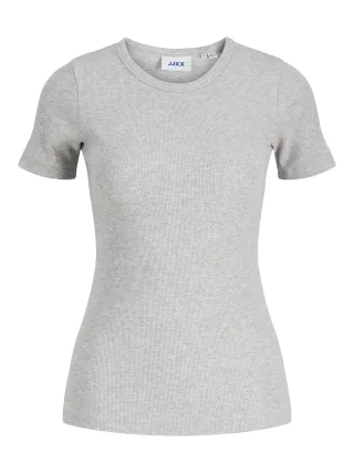 JJXX - JXFRANKIE STR SS RIB TEE JRS NOOS Light Grey Melange - Gr. - L