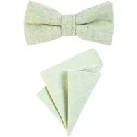 DonDon Fliege DonDon Herren Fliege und Einstecktuch aus Baumwolle (Packung, 2-St) bereits gebunden, Tweed-Look, 2er Set